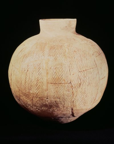 Vase with Decorative Carving, from Tell-Hassuna, 5th Millennium BC by Mesopotamian